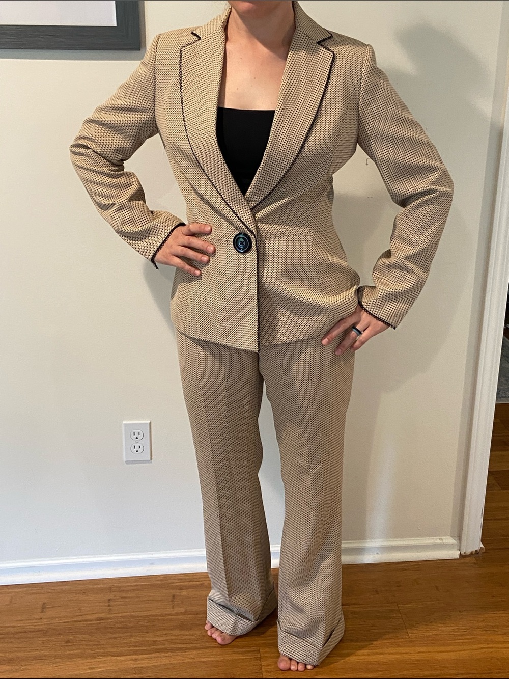 Vintage Y2K Focus 2000 Yellow Pant Suit Set size 6